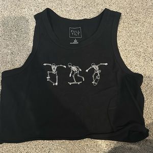 tilly’s black graphic tank top, cropped, size large